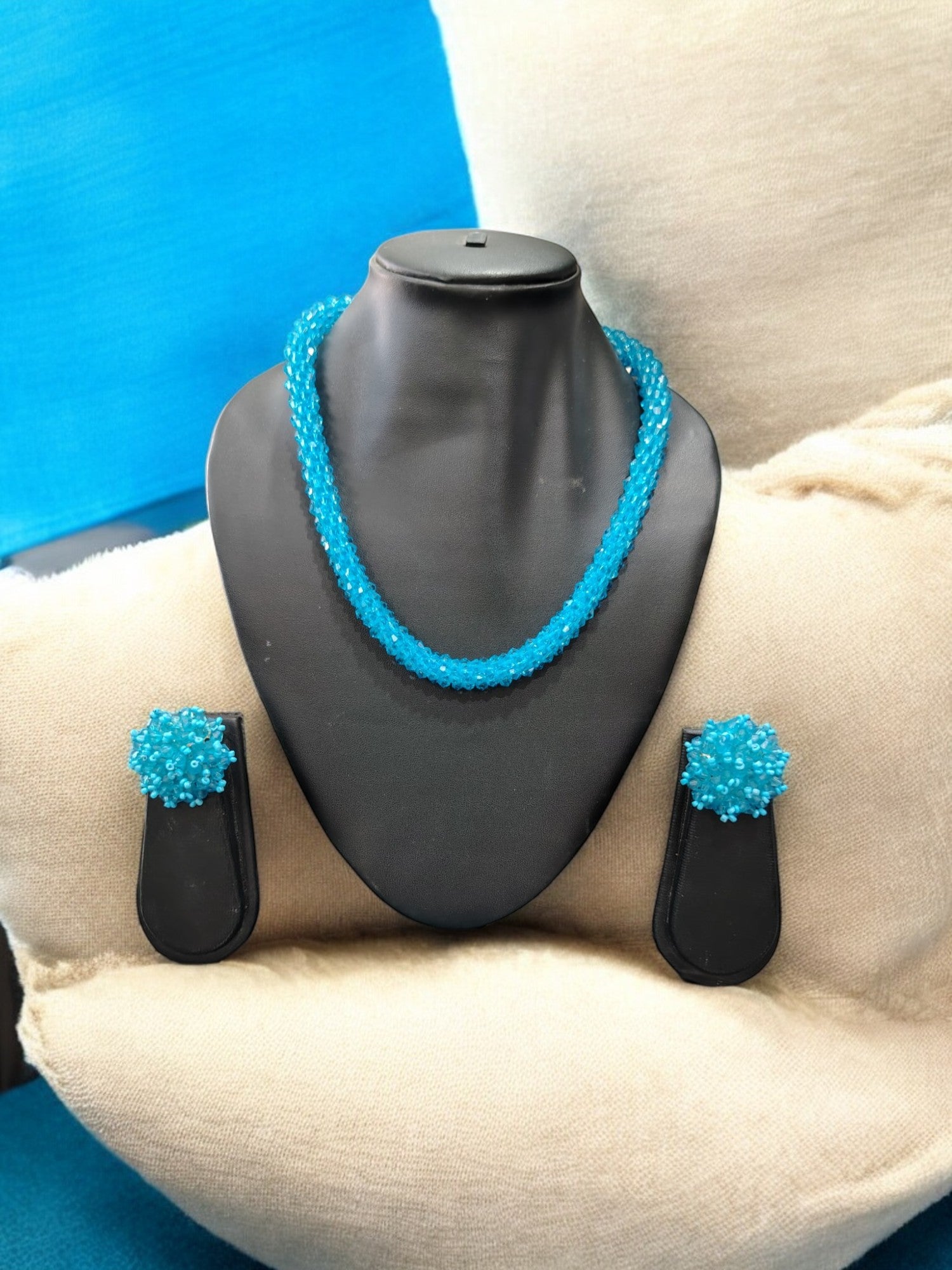 Noor-e-Jalwa – Handmade Crystal Bead Necklace / Necklace with Earrings -Adjustable -(Available in 11 Stunning Colors)