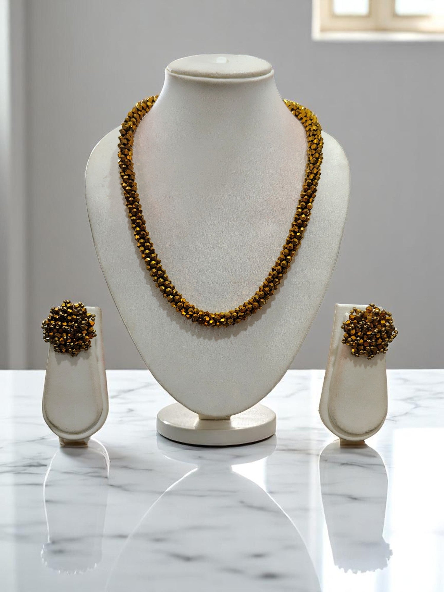 Noor-e-Jalwa – Handmade Crystal Bead Necklace / Necklace with Earrings -Adjustable -(Available in 11 Stunning Colors)