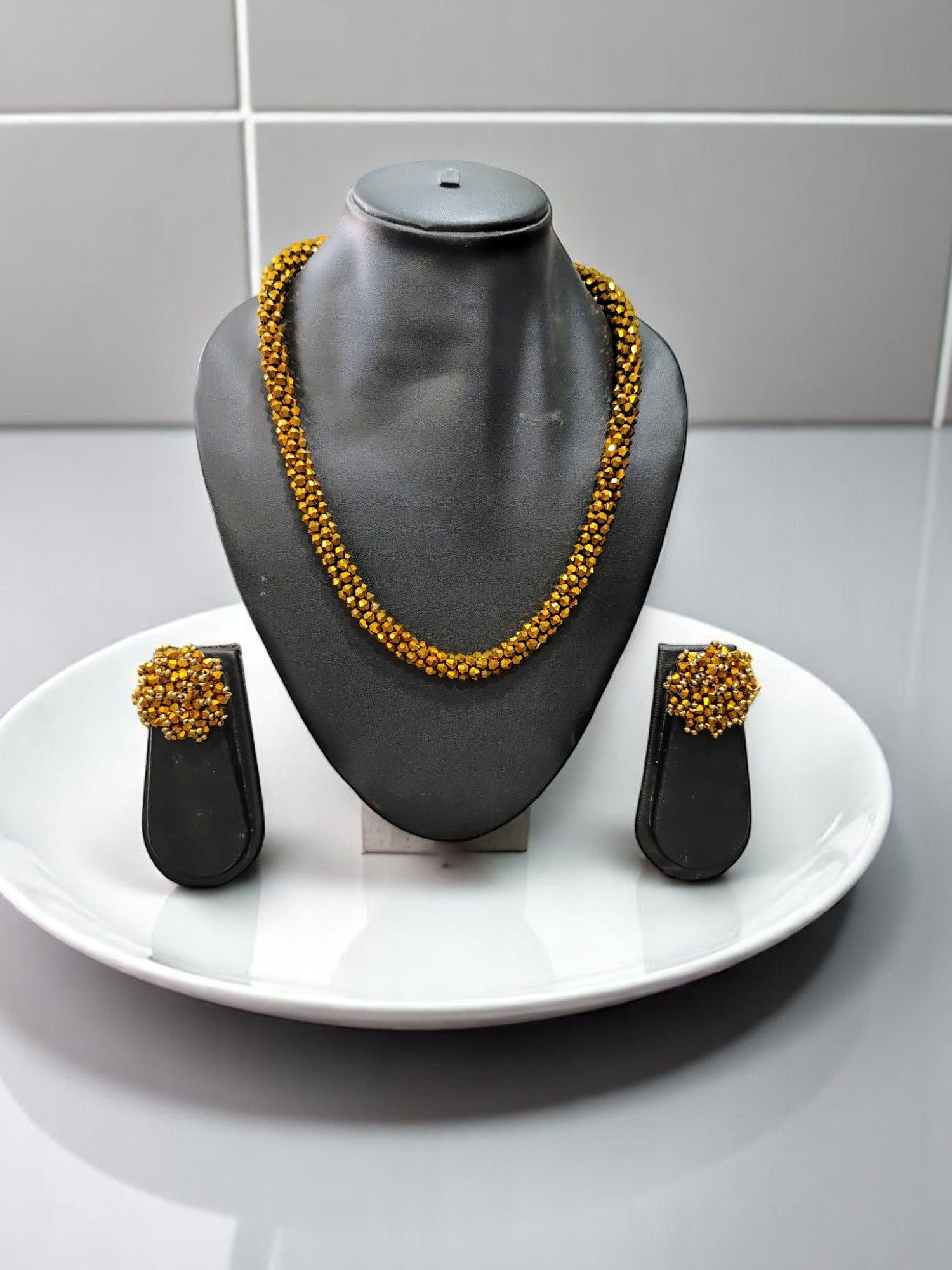 Noor-e-Jalwa – Handmade Crystal Bead Necklace / Necklace with Earrings -Adjustable -(Available in 11 Stunning Colors)