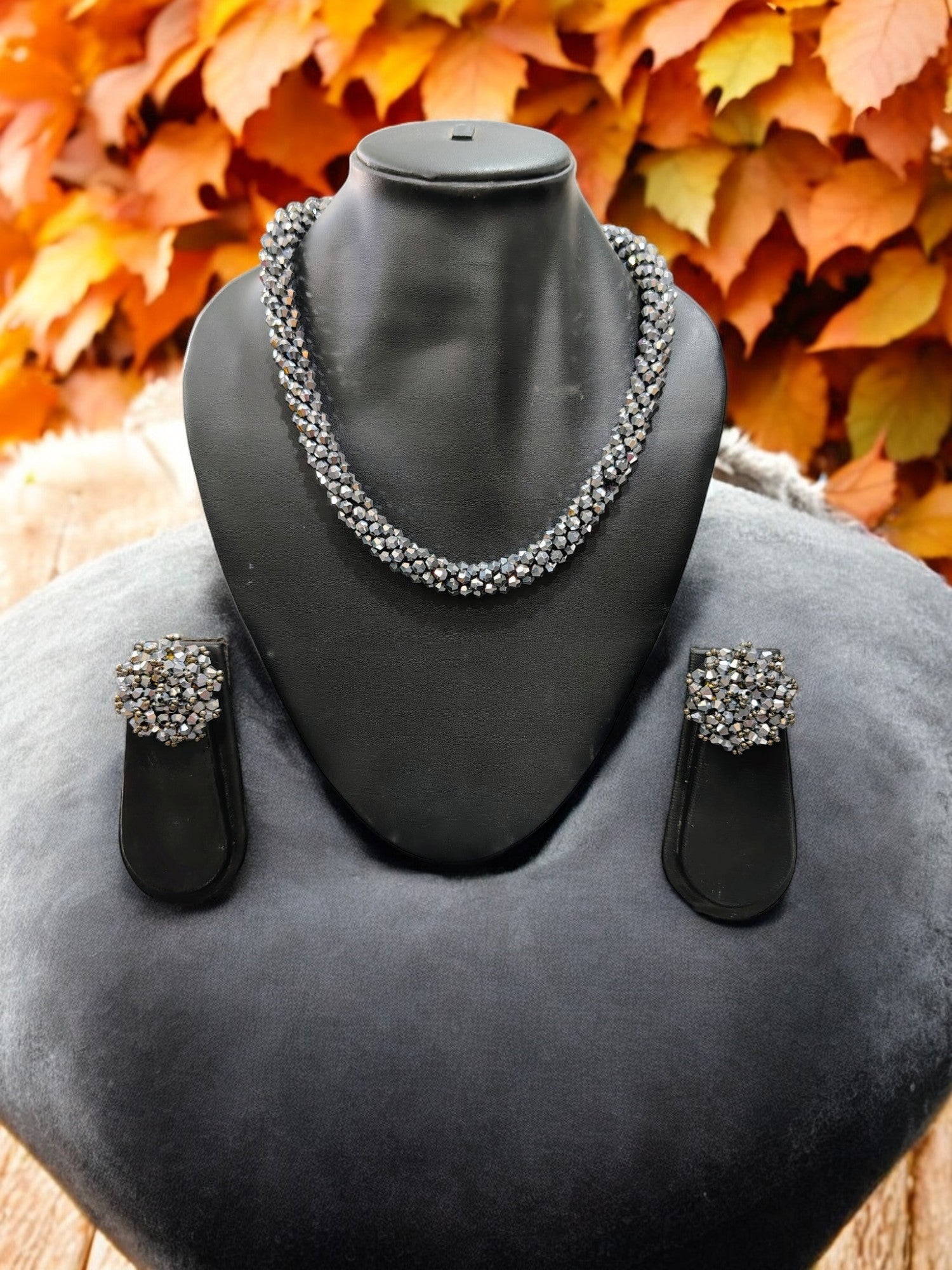 Noor-e-Jalwa – Handmade Crystal Bead Necklace / Necklace with Earrings -Adjustable -(Available in 11 Stunning Colors)