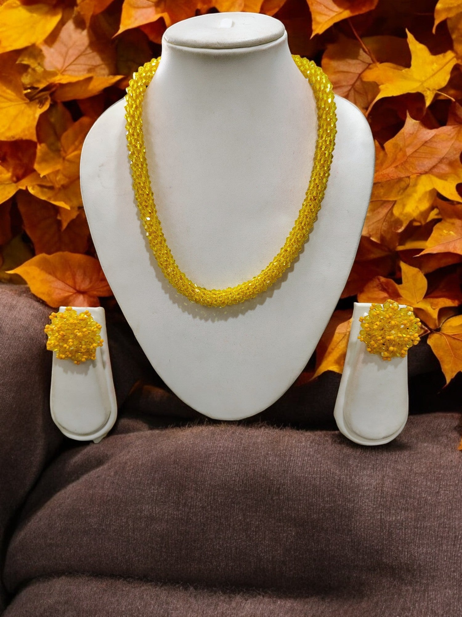 Noor-e-Jalwa – Handmade Crystal Bead Necklace / Necklace with Earrings -Adjustable -(Available in 11 Stunning Colors)