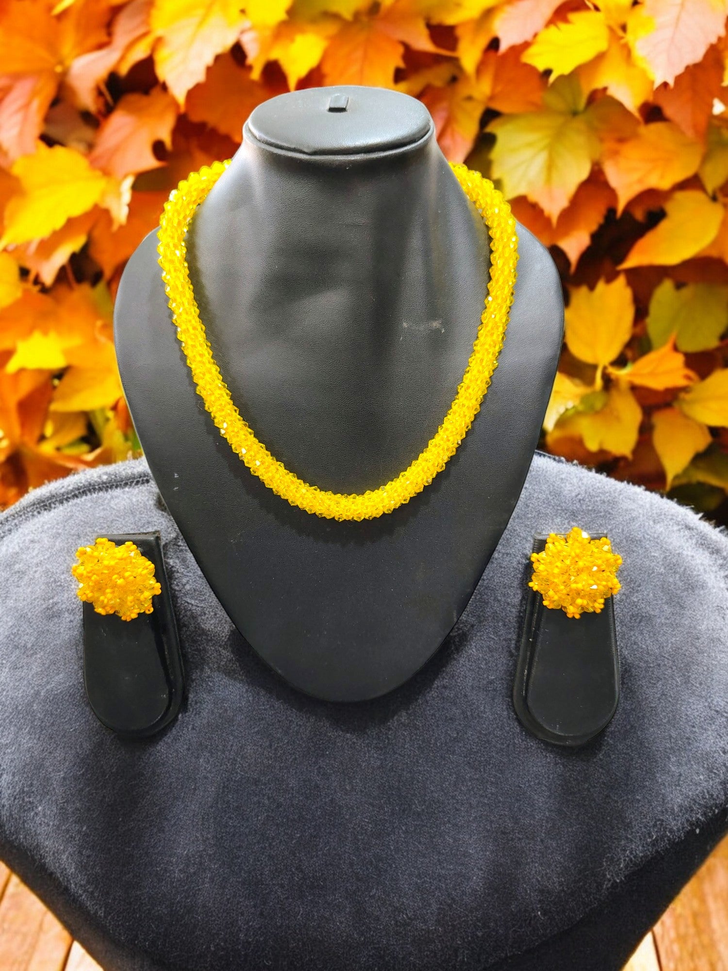 Noor-e-Jalwa – Handmade Crystal Bead Necklace / Necklace with Earrings -Adjustable -(Available in 11 Stunning Colors)