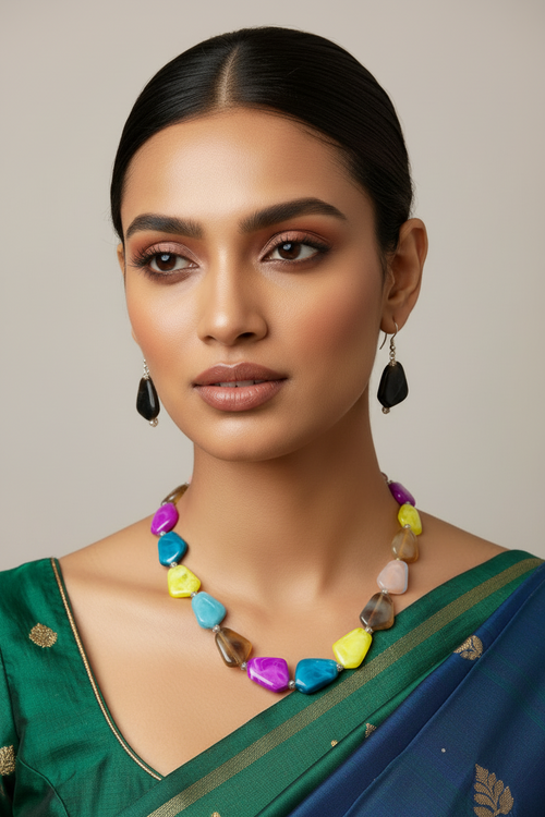 Rangon Ka Jadoo – Vibrant Stone Necklace Set for Bold Looks