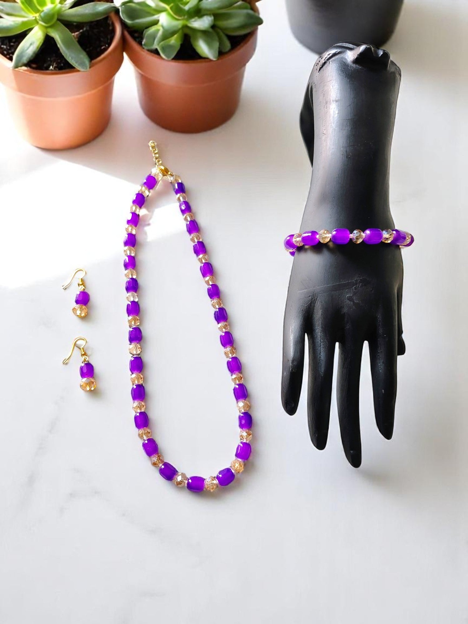 Shaadi Wale Rang – Beaded Necklace, Earrings & Bracelet Set