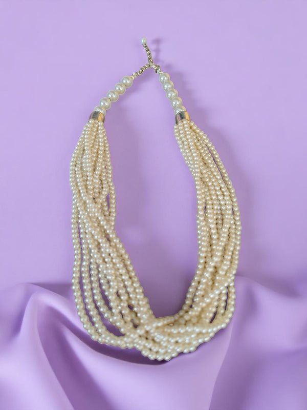 Chandrika – Layered Pearl Elegance Necklace - IVORY