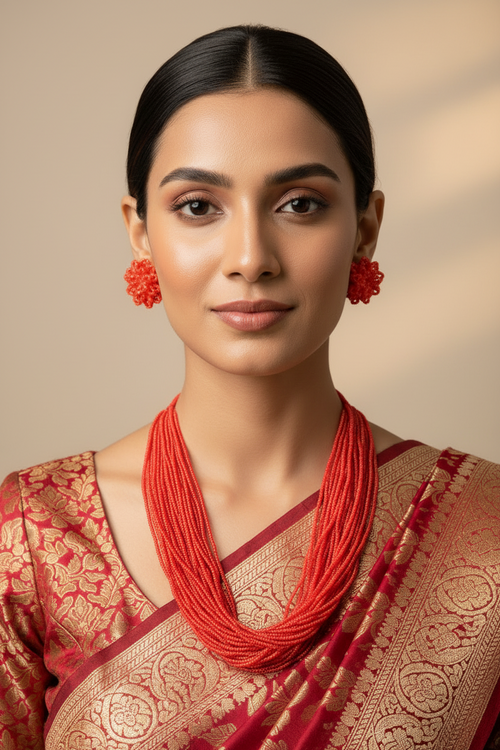 Crimson Tide Beaded Necklace Set (20 Layers)