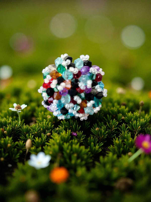 Rang-E-Roshan Adjustable Crystal Statement Ring - Handmade (28 Colors)