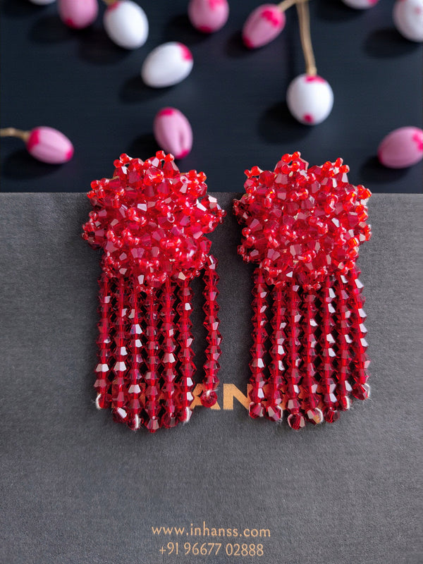 Handmade Crystal Water Fall Earrings - Short - Made in 180 Hours