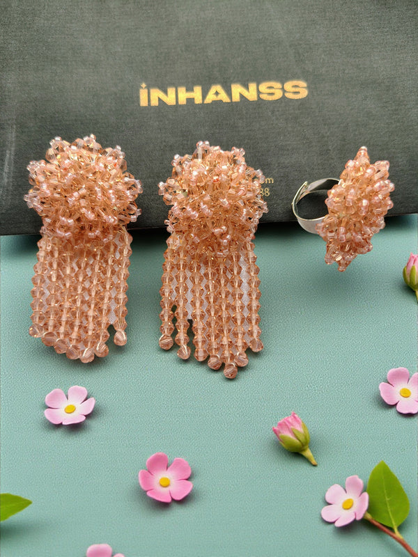 Sparkle Duo Set- 8 Colours Available-  Earring + Adjustable Ring Combo