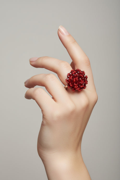 Rang-E-Roshan Adjustable Ring – Handmade Crystal Statement Ring (22 Colors)