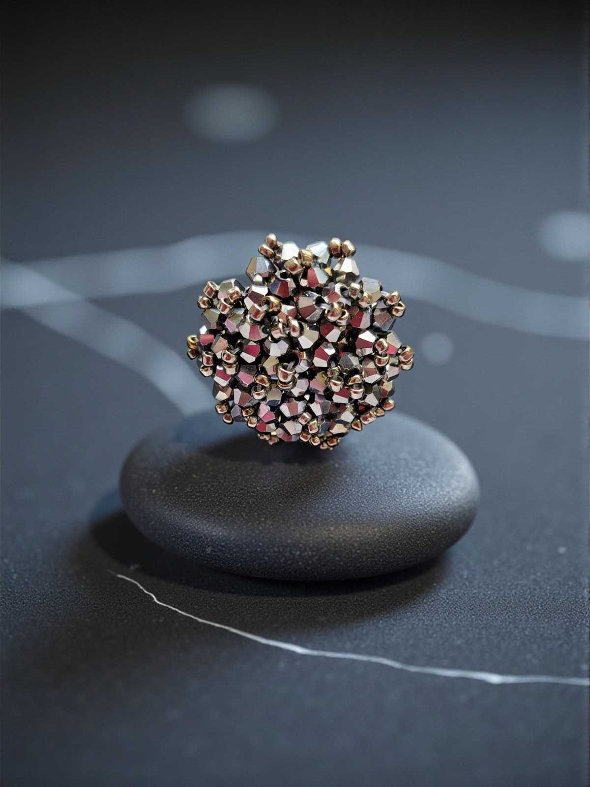 Rang-E-Roshan Adjustable Crystal Statement Ring - Handmade (31 Colors)