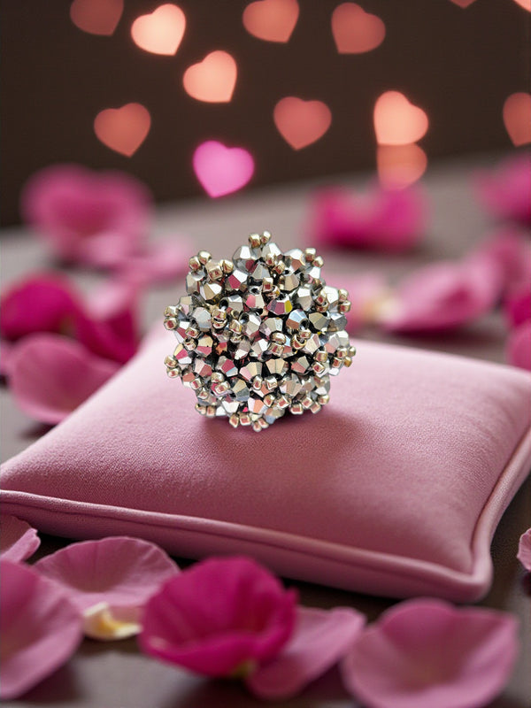 Rang-E-Roshan Adjustable Ring – Handmade Crystal Statement Ring (22 Colors)