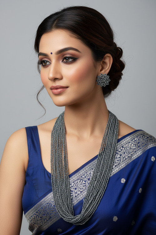 RangSaaz 20-Layer Luxe Long Beaded Necklace (With Optional Statement Earrings) - 17 Colors Available