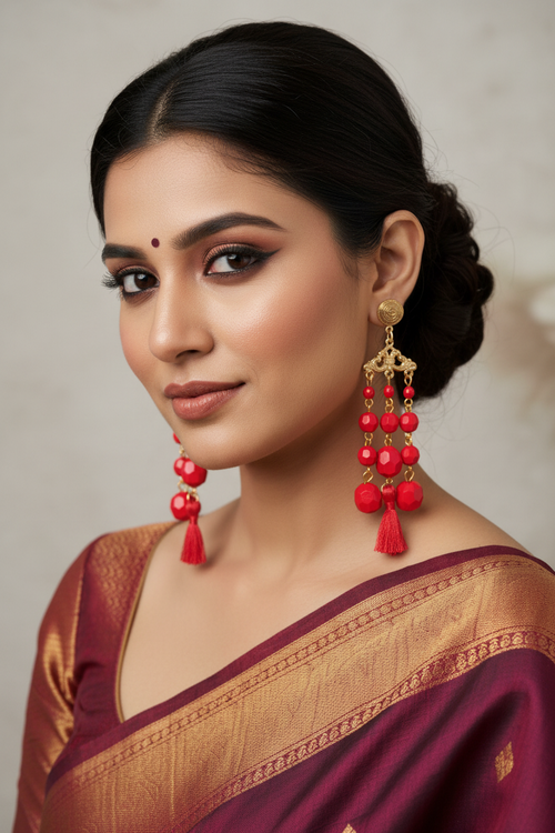 Ruby Tassel Drop Earrings