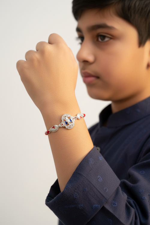 Ganpati Silver-Plated Rakhi