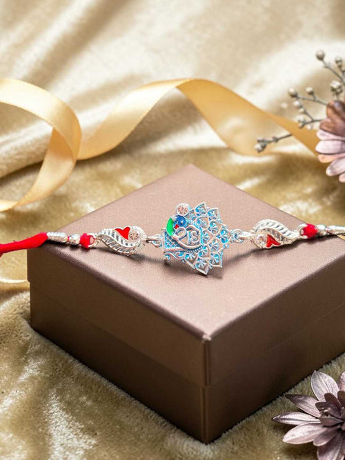 Radhe Mor Pankh Silver-Plated Designer Rakhi