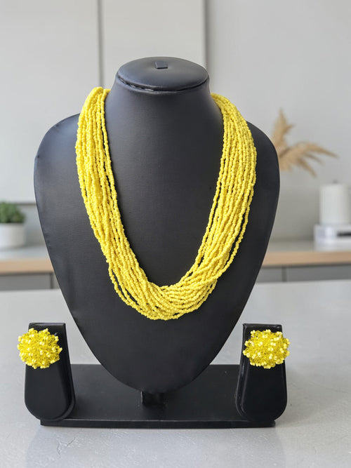 Sunburst Symphony: Handmade Multi-Layered Beaded Necklace(20 Layers)