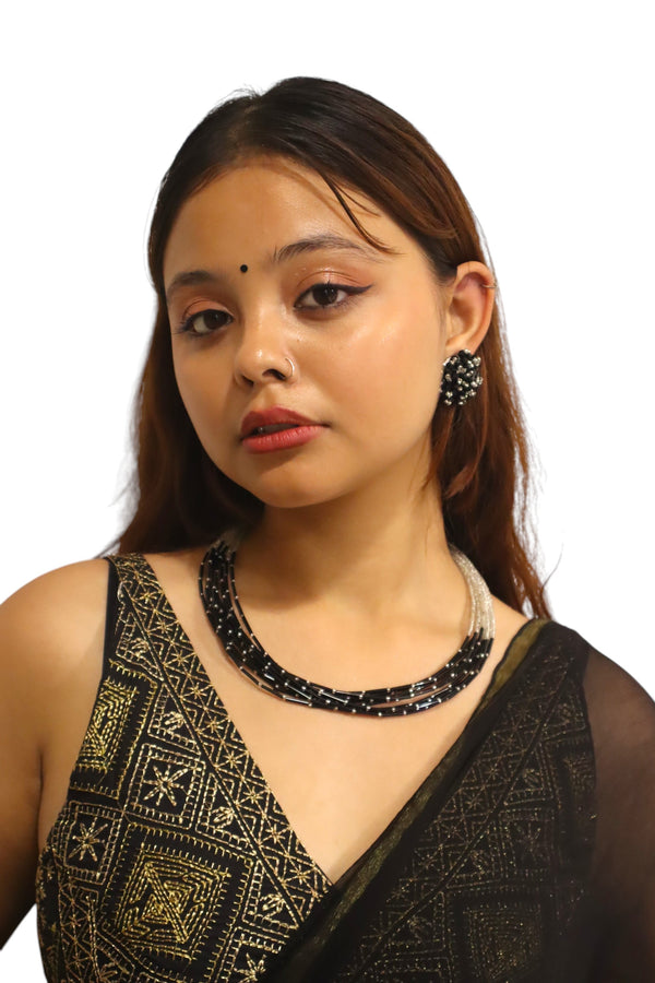 Midnight Drama – Anti Tarnish Dual-Tone Pipe Necklace Set - 2 Variants