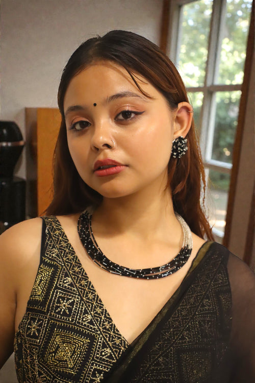 Midnight Drama – Anti Tarnish Dual-Tone Pipe Necklace Set - 2 Variants