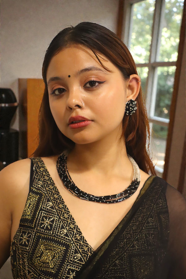 Midnight Drama – Anti Tarnish Dual-Tone Pipe Necklace Set - 2 Variants