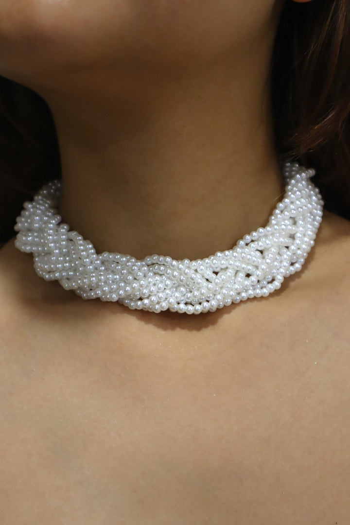 Divya – 2-in-1 Pearl Braided Choker with Matching Studs – INHANSS