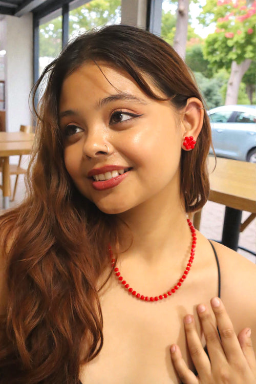 Crystal Bloom – Single Line Necklace + Studs - 14 Colors Available