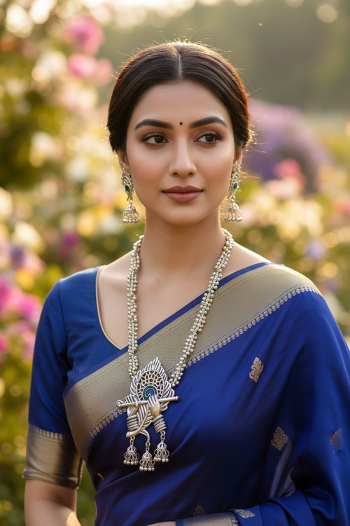 Hand Made Krishna Bansuri Necklace Set With Matching Earrings