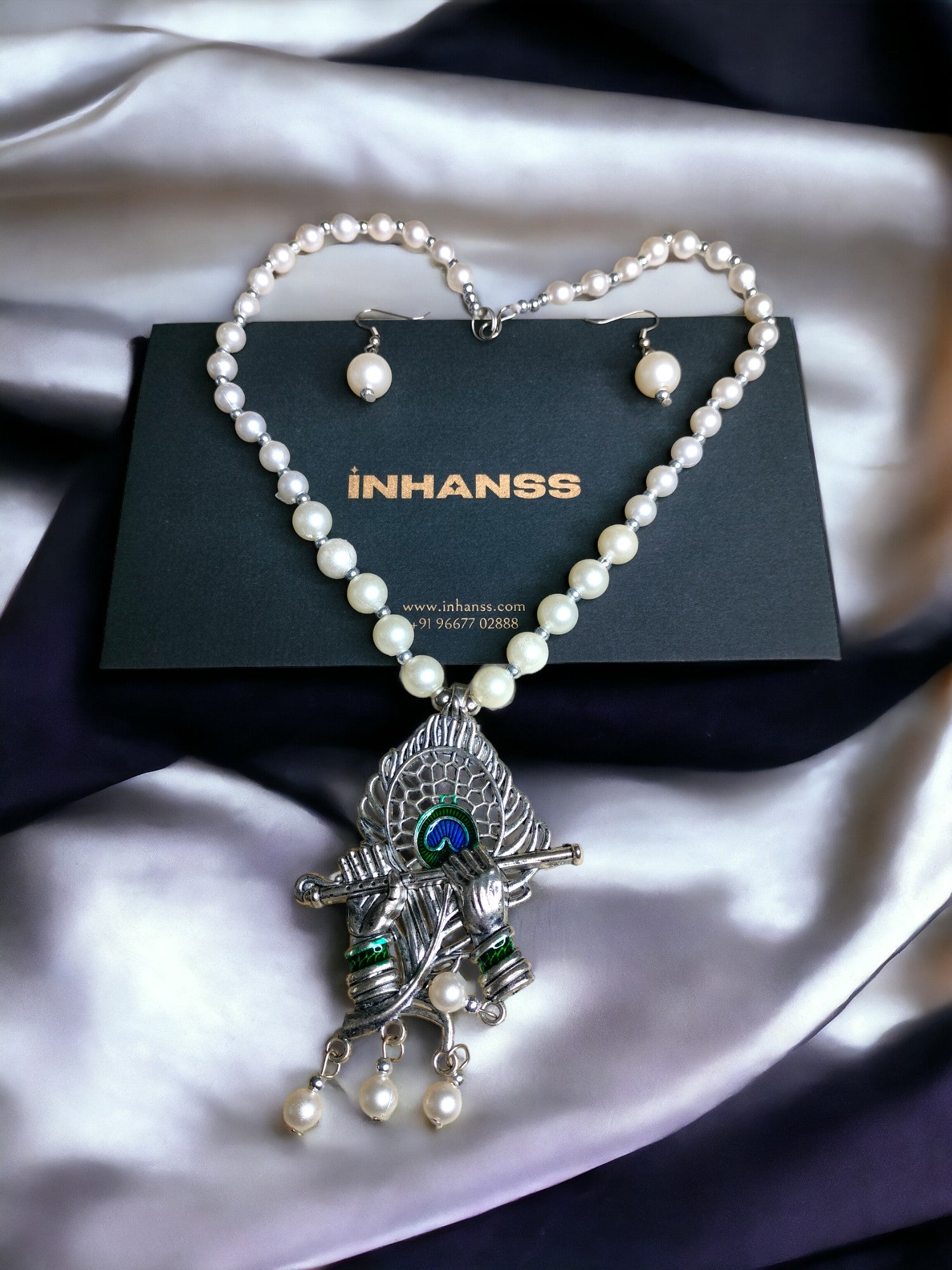 Krishna Bansuri Mor Pankh Set with Matching Earrings