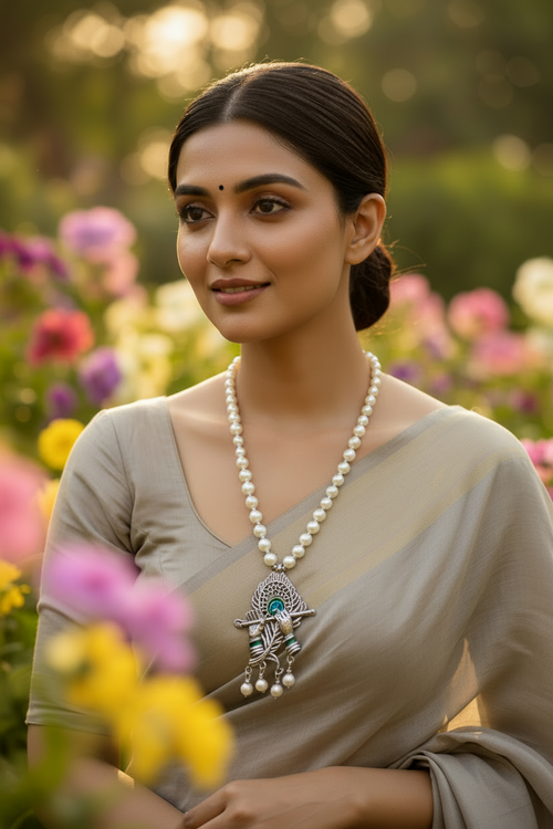 Krishna Bansuri Mor Pankh Set with Matching Earrings