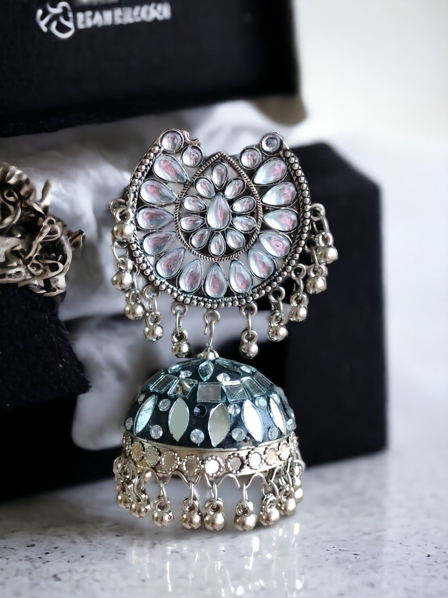Moonstone Mirage Jhumka-Handmade