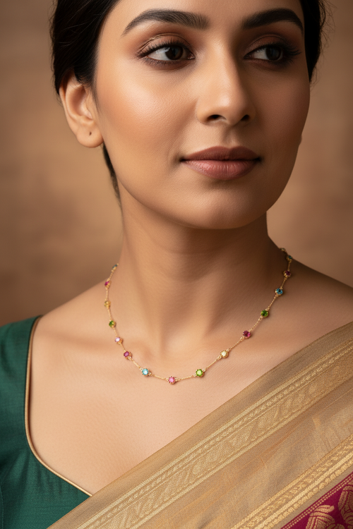 Gold Look Kaleidoscope Charm Everyday Wear Necklace-Anti Tarnish & Handmade