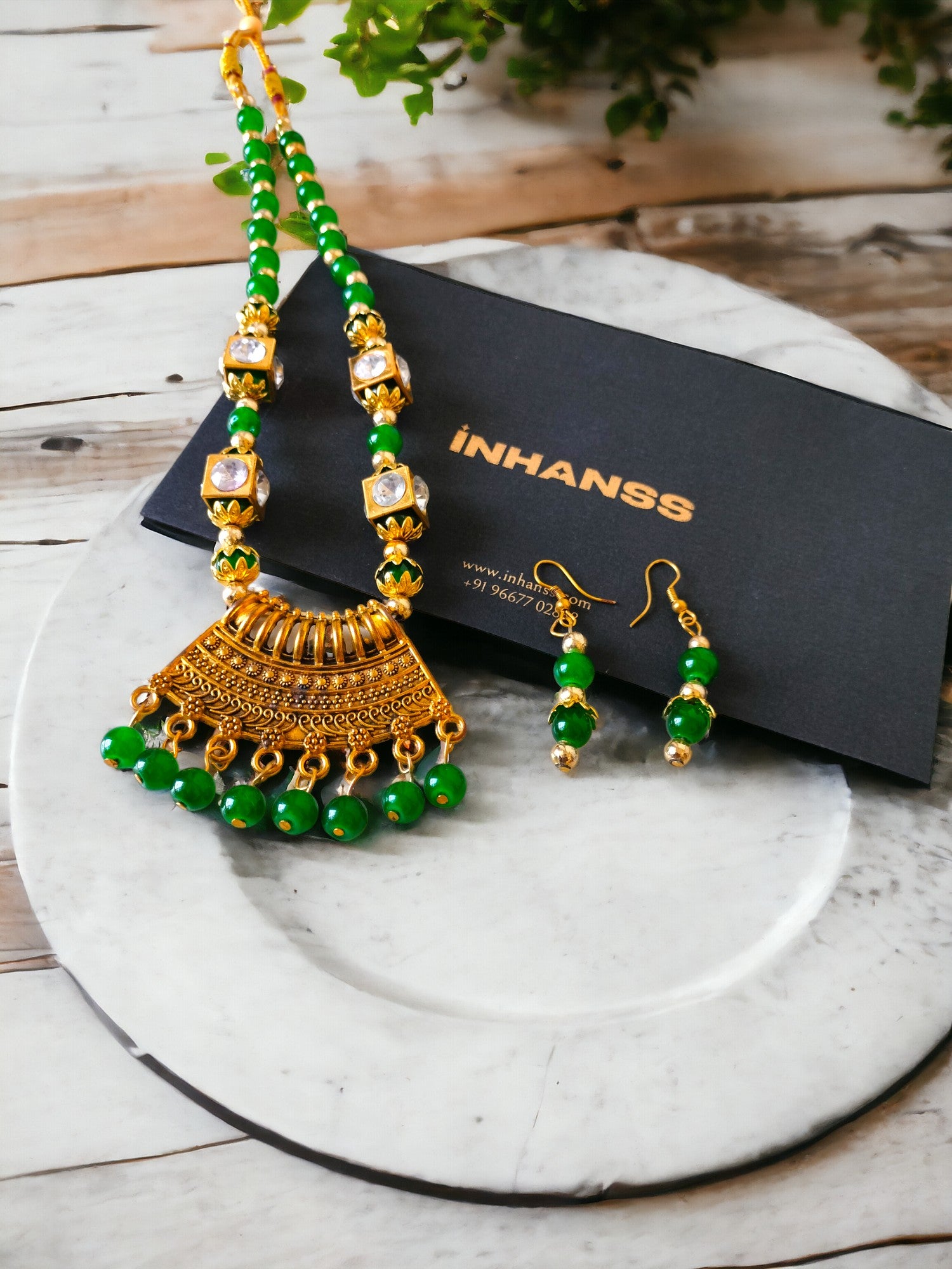 Emerald Enchantress Handmade Necklace  & Earrings Set