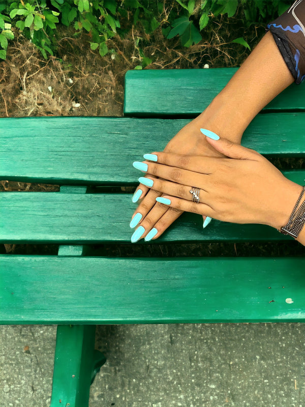 Handmade Reusable Premium Press on Nail Art Kit : Serene Sea Green