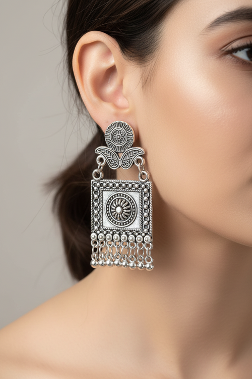 Silver Squarescape Earrings