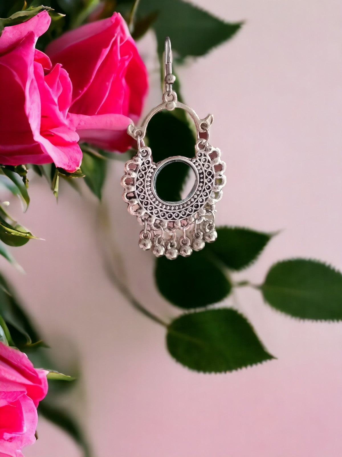 Handmade Silver Crescent Jhumkas