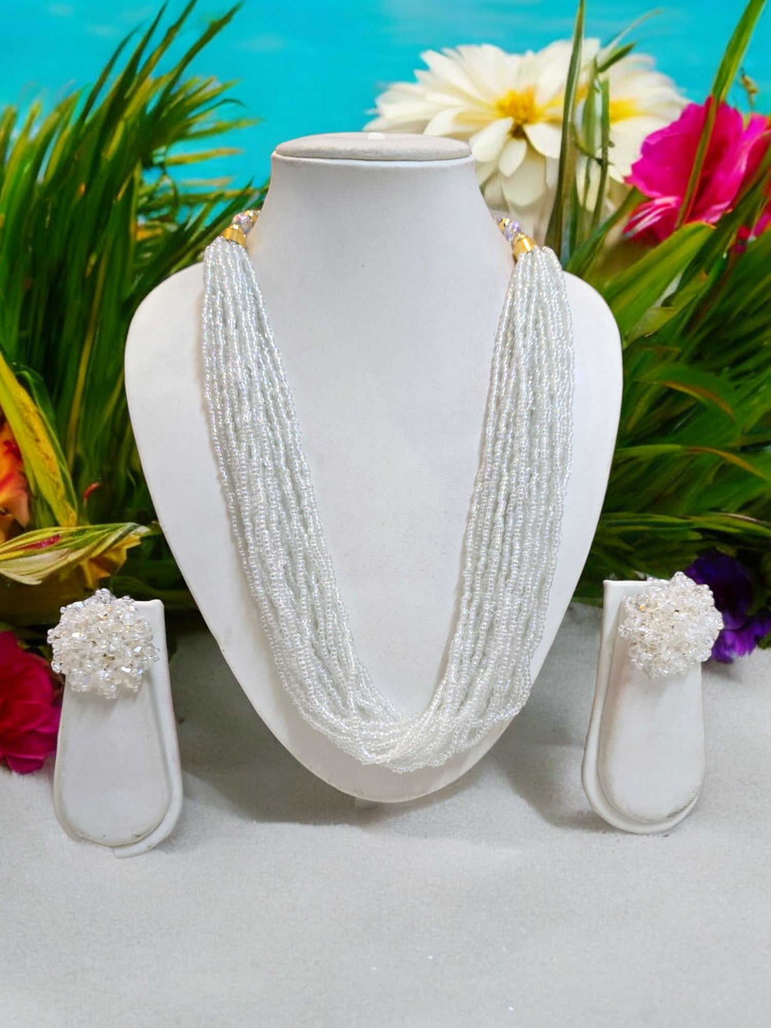 Handmade Luminous Elegance Multi-Layered Necklace Set-(24  Layers)