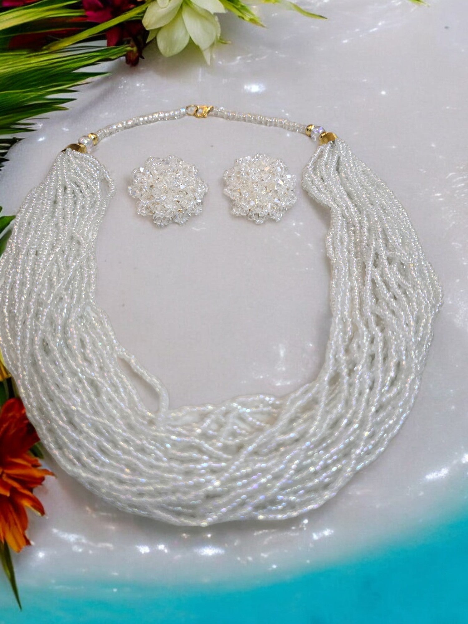 Handmade Luminous Elegance Multi-Layered Necklace Set-(24  Layers)