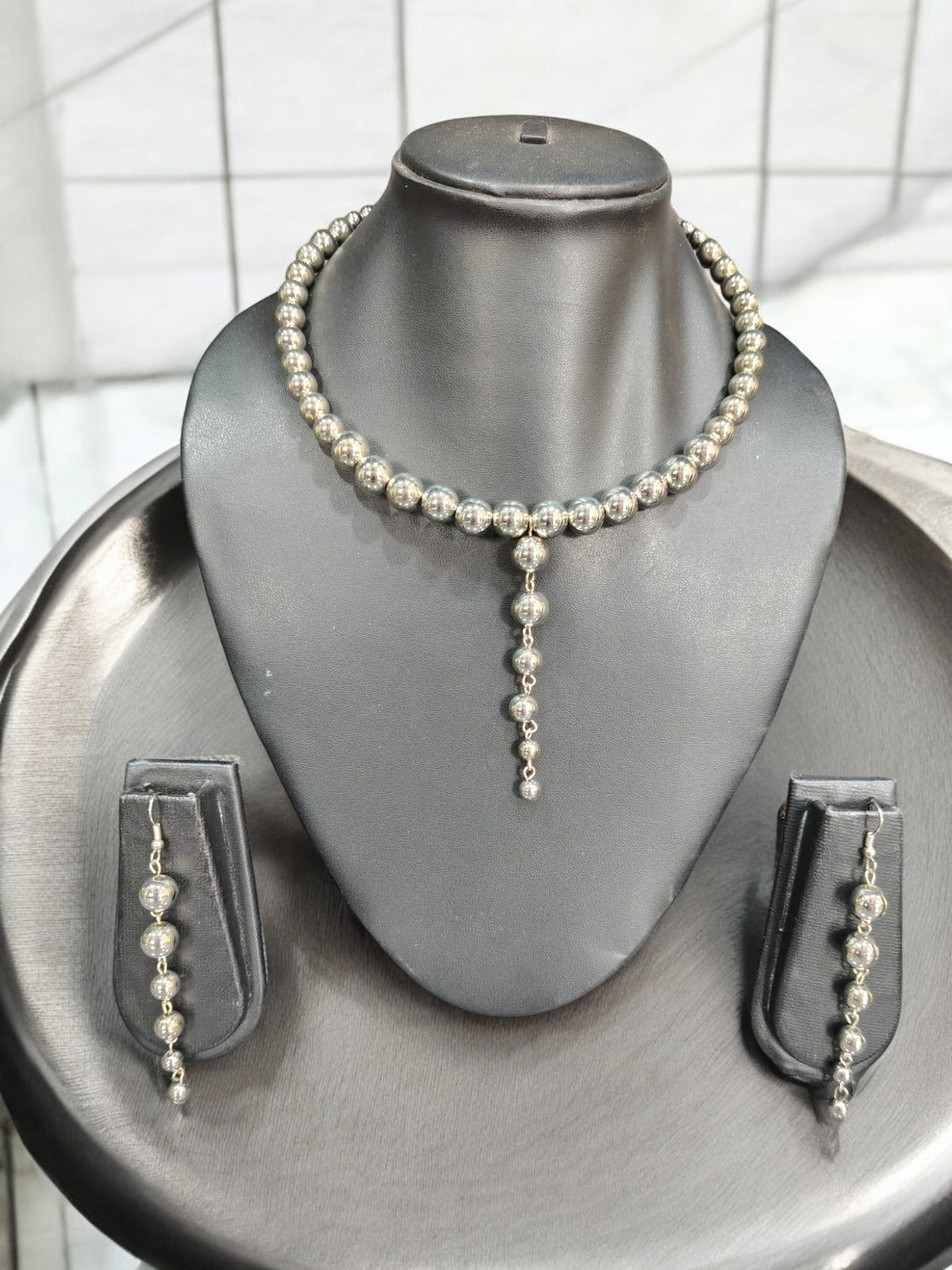 Chamakta Jadoo- Anti Tarnish & Handmade Beaded Hasli Necklace With Dangler Earrings