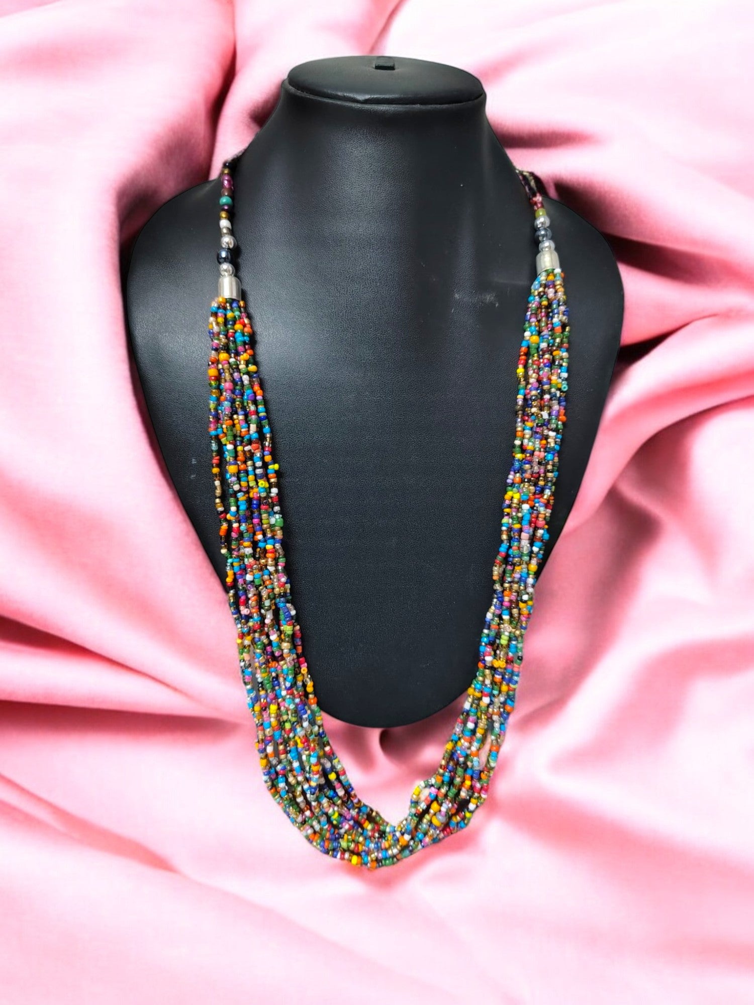 Handmade 12 Layered Long Beaded Necklace & Set - 5 Colours Available