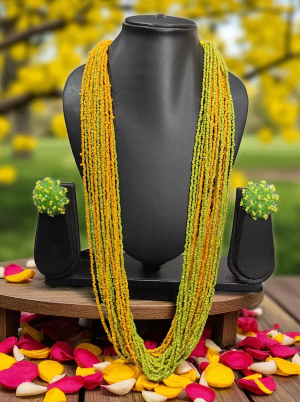 RangSaaz 20-Layer Luxe Long Beaded Necklace (With Optional Statement Earrings) - 16 Colors Available