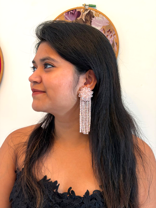 Handmade Crystal Waterfall Earrings - Long - Made in 180 Hours -17 Colours Available