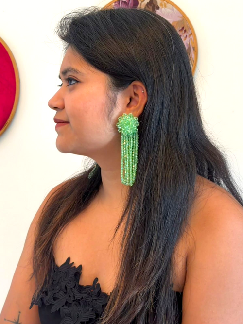 Handmade Crystal Waterfall Earrings - Long - Made in 180 Hours -19 Colours Available