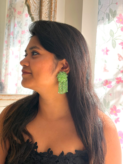Handmade Crystal Water Fall Earrings - Short - Made in 180 Hours ( 18 Colours Available )