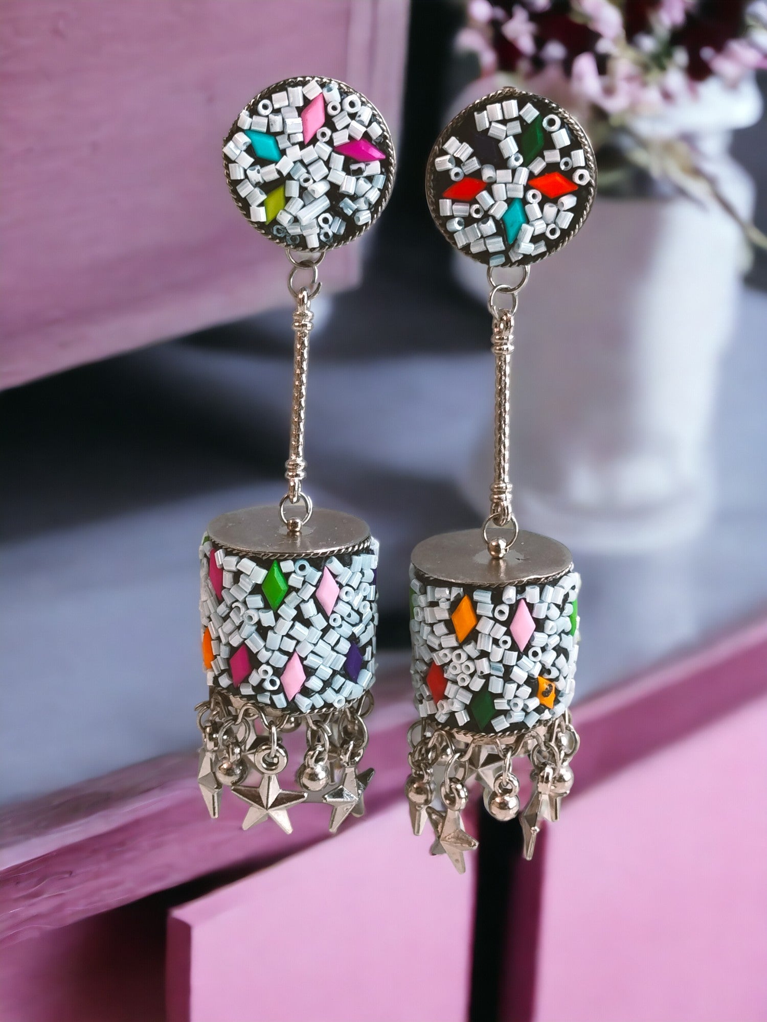 Pixelated Pinnacle Jhumkas - 2 Styles Available