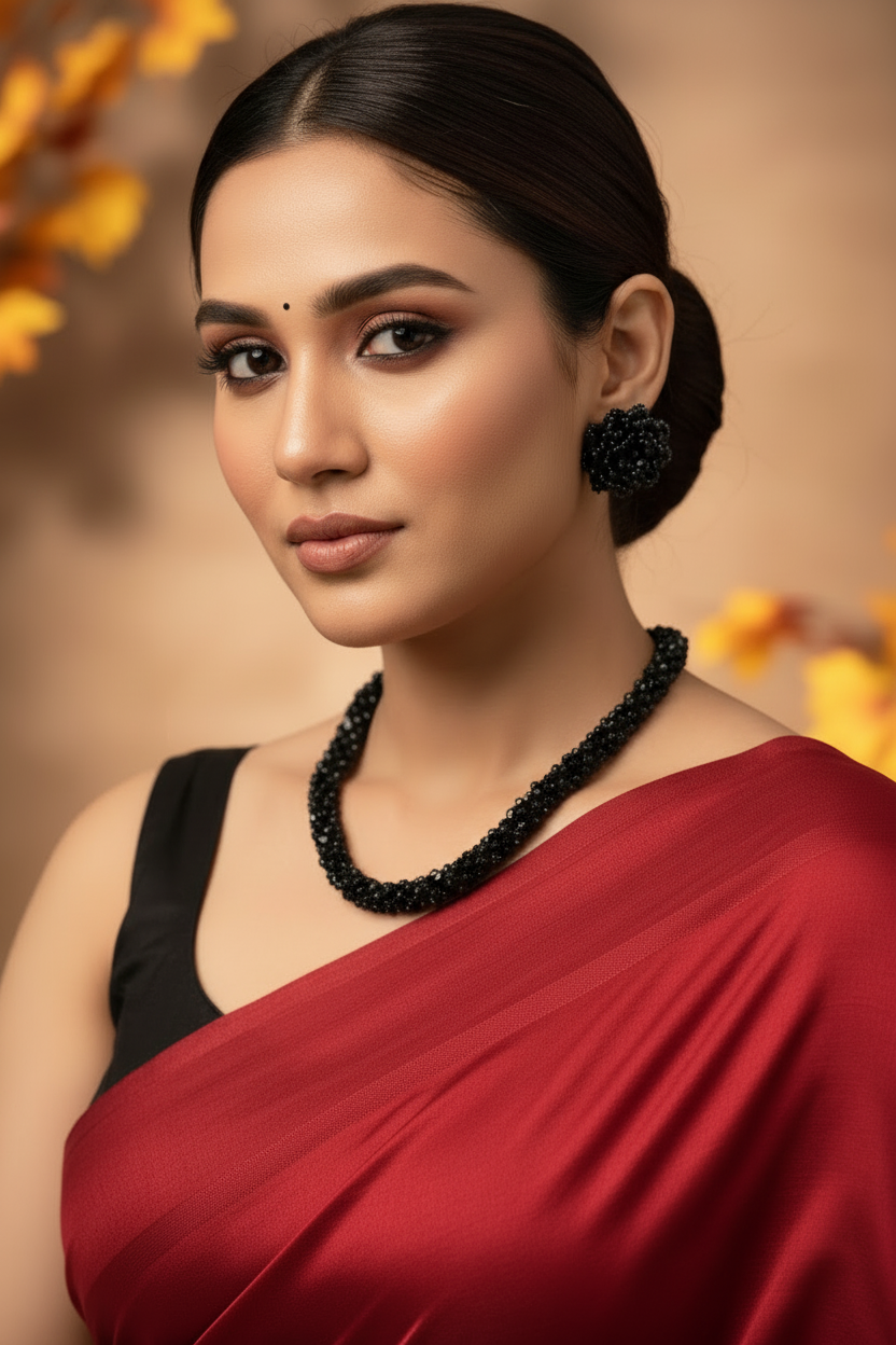 Black Crystal Necklace Set with Matching Earrings