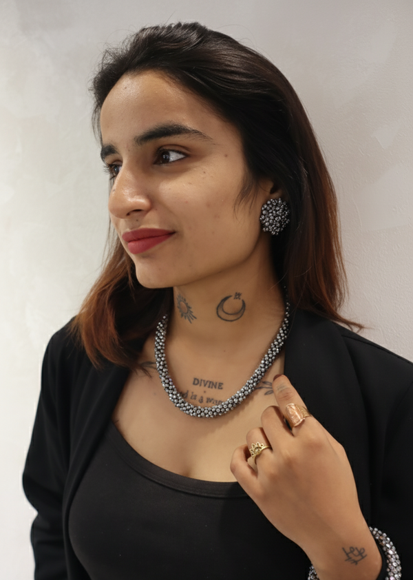 Sitaaron Ki Jhalak – 3-Piece Handmade Crystal Bead Set (Adjustable Necklace + Earrings + Adjustable Bangle )-14 Colors Avaialble
